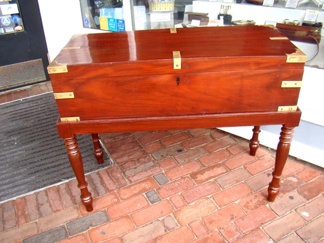 A fabulous 19th century mahogany British Campaign Chest on stand circa 1840 — image 6